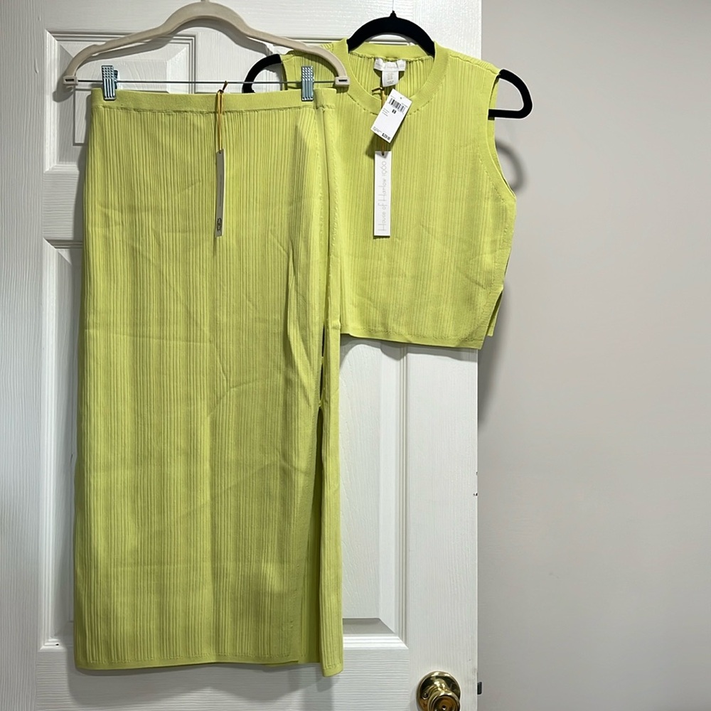 House of Harlow Lime Sherbert Skirt Two-piece set